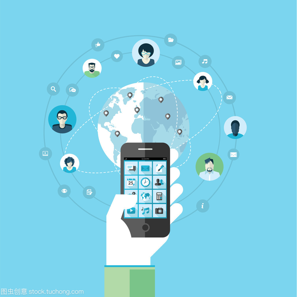 現代智能手機服務與應用程序中的平面設計概念應用